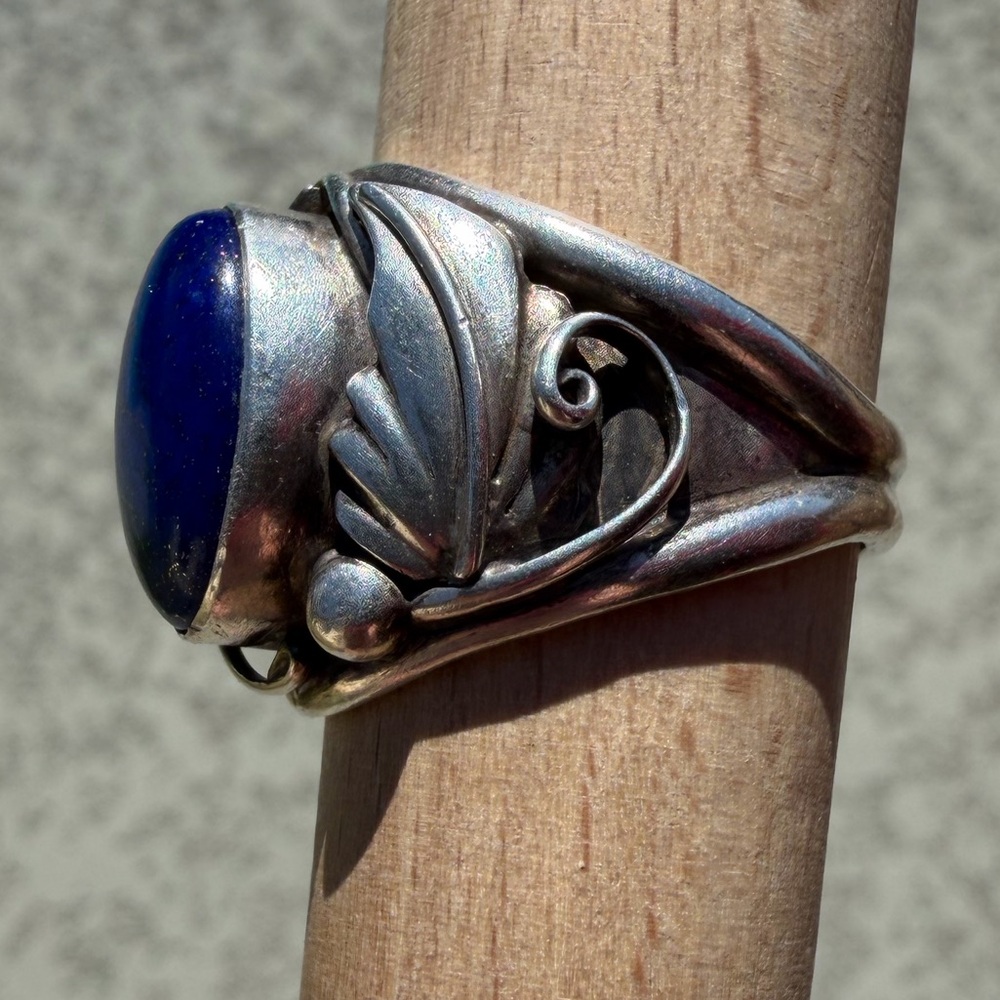 1970-80 Navajo sterling silver Lapis Lazuli ring men’s size 12 - Picture 2 of 7